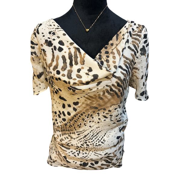 Dana Bachman Leopard Print Sheer Blouse—short sleeve—Size 12–NWT - Picture 3 of 7